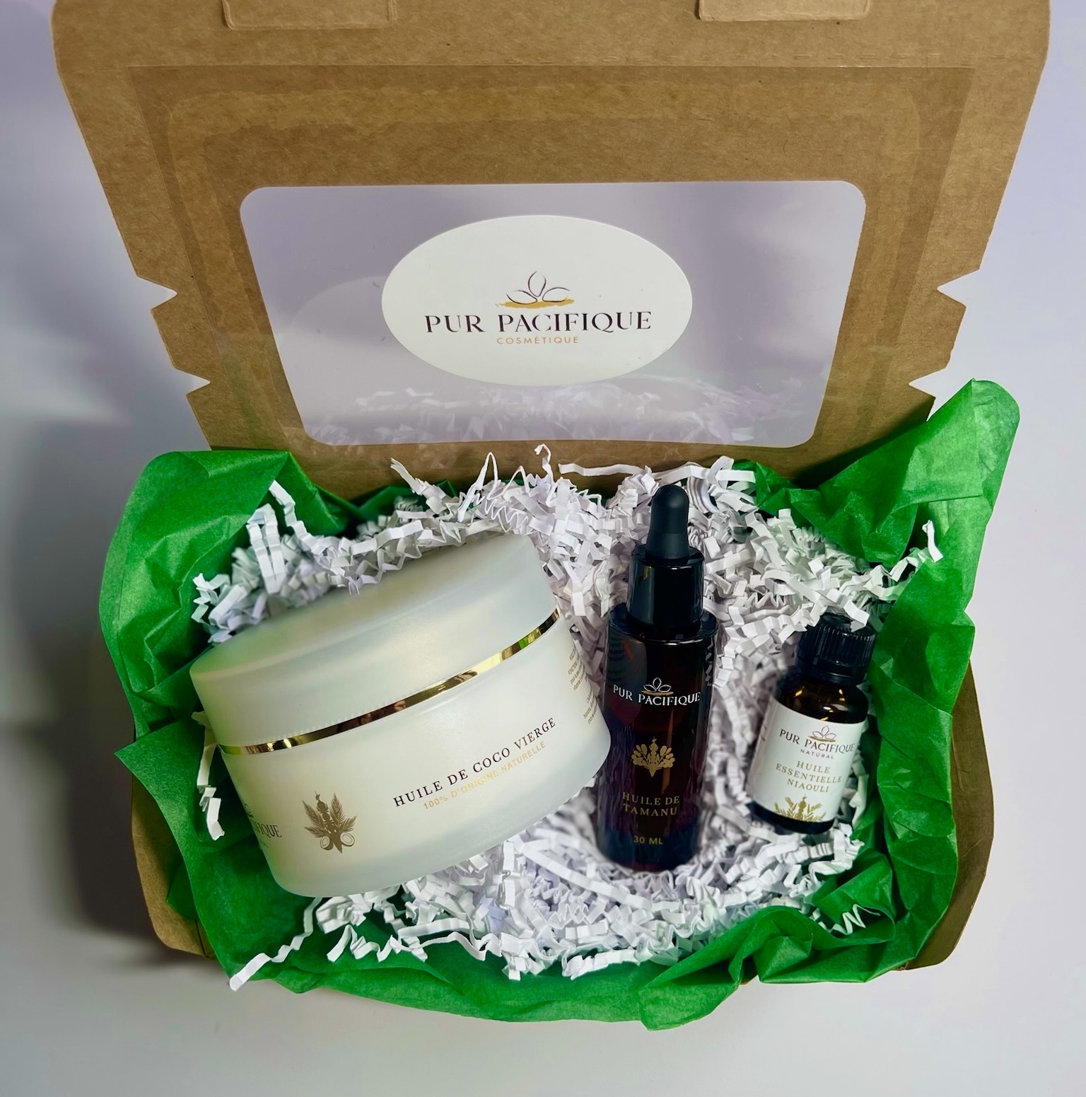 COFFRET CADEAU 3 HUILES DU PACIFIQUE 100% pures, brutes et vierges 